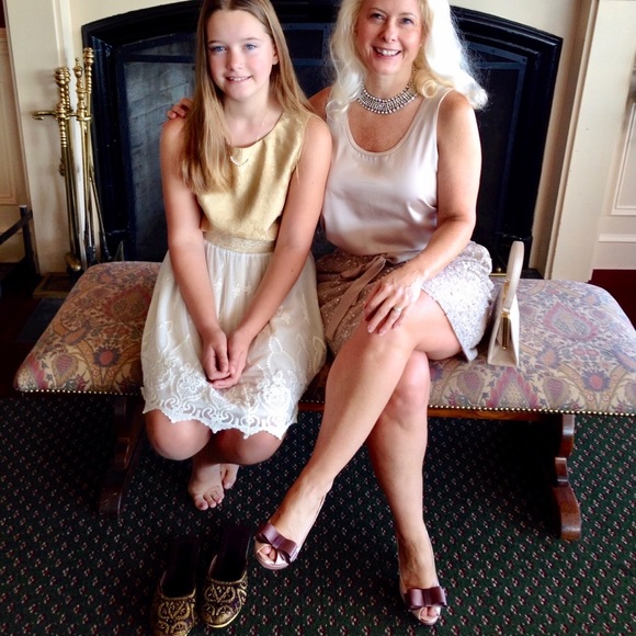 Nina satin champagne bow slingback size 5 1/2 - Picture 8 of 8